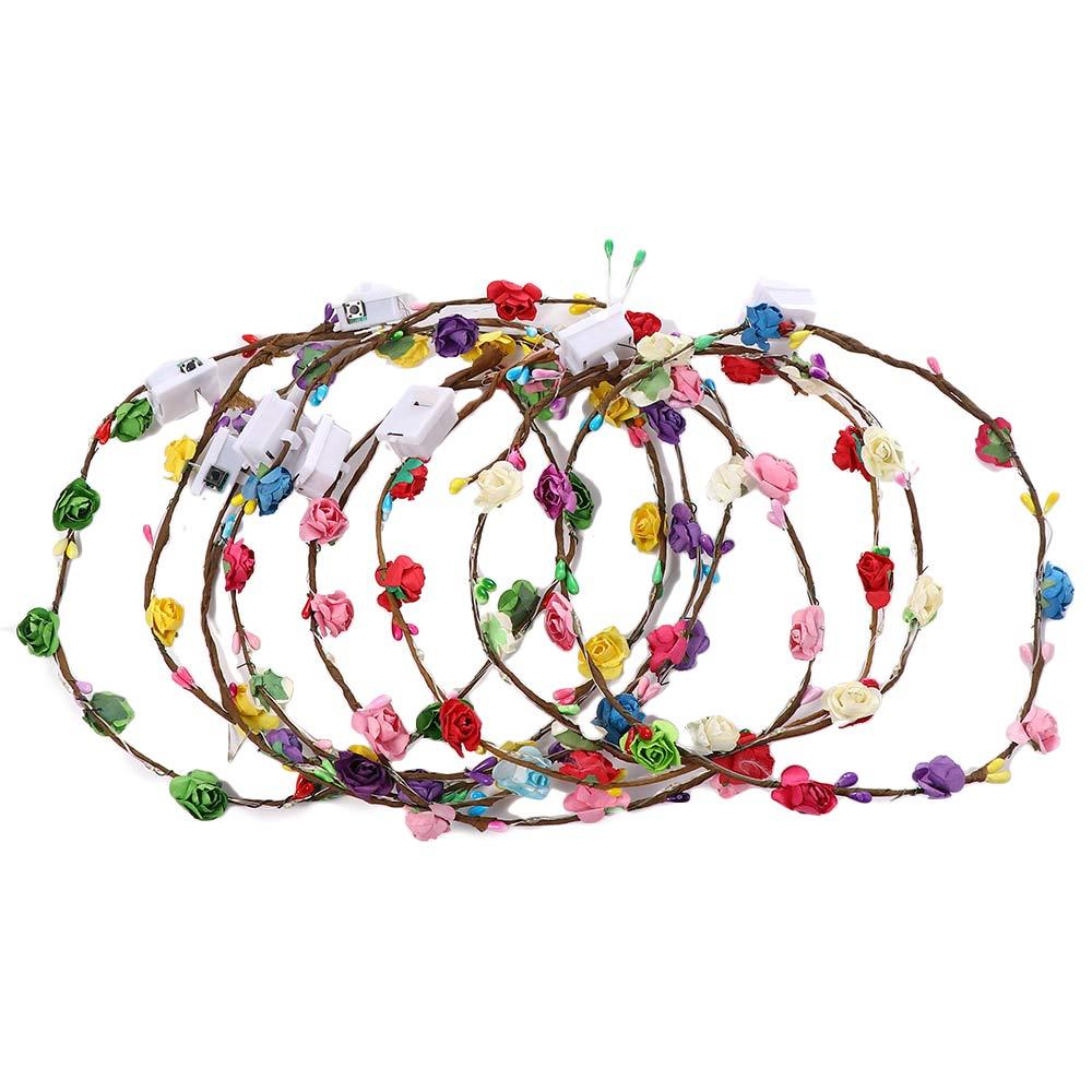 Flower LED Light For Bride Hairband Flower Crowns Wreath Headband Glowing Wreath Beach Headband