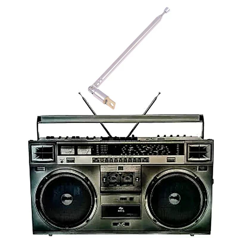1Pcs 4 Section Telescopic Stainless Steel AM FM Radio Antenna Universal Head Speaker Radio Pull Rod