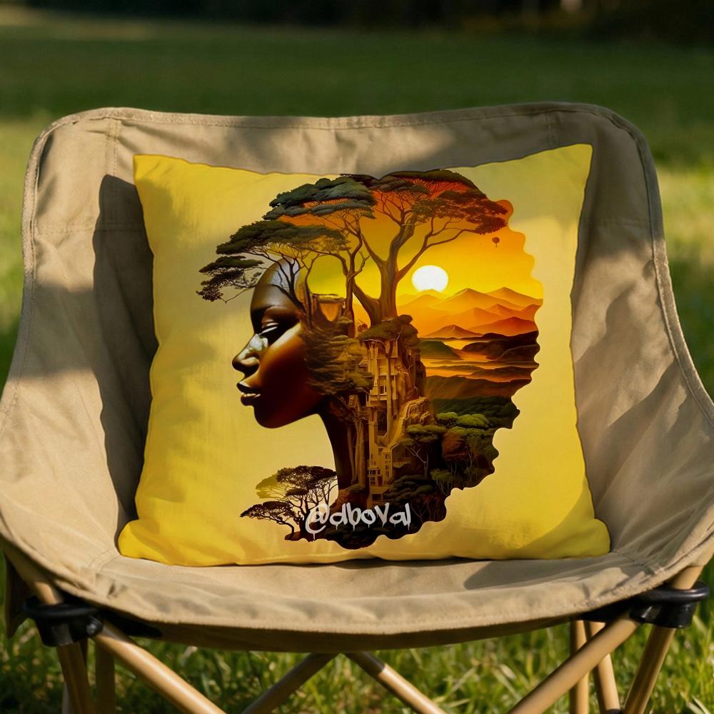 African American Woman Cushion Cover Soft Reversible  Durable Pillow Cover  MultiScene Use for Home  Car Daily Comfort