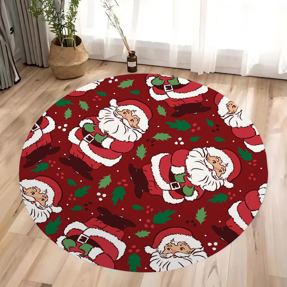 Merry Christmas Carpet Santa Claus Print Rug Living Room Kitchen Non-slip Rug Mat Doormat Outdoor Entrance Home Decoration