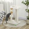 Cat Tower with Bed, Platform and Toy Ball, Made of Wood, Plush and Jute, 48.5x40x76 cm, Beige