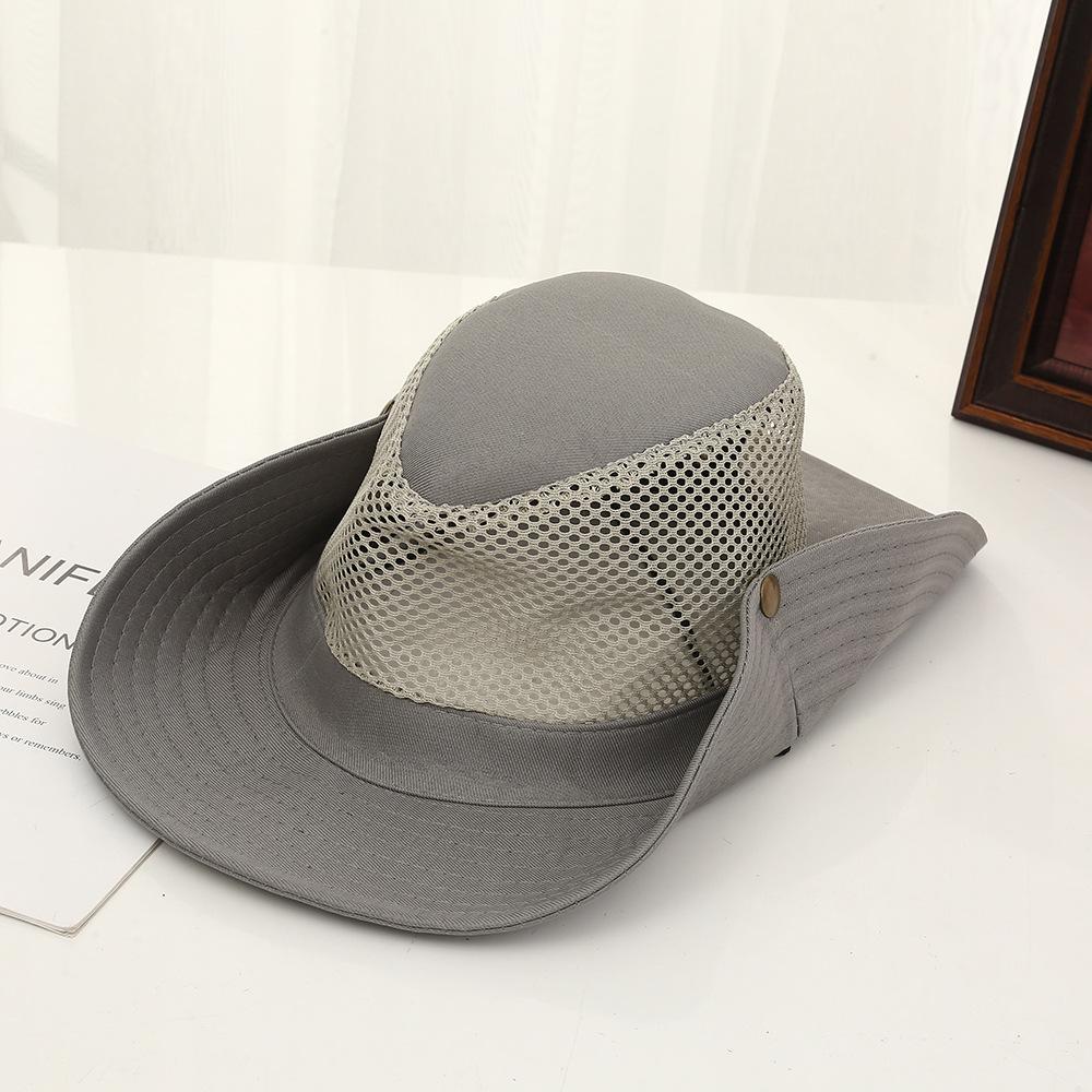Wide Brim Mesh and Fabric Panama Style Bucket Hat for Outdoor Activities