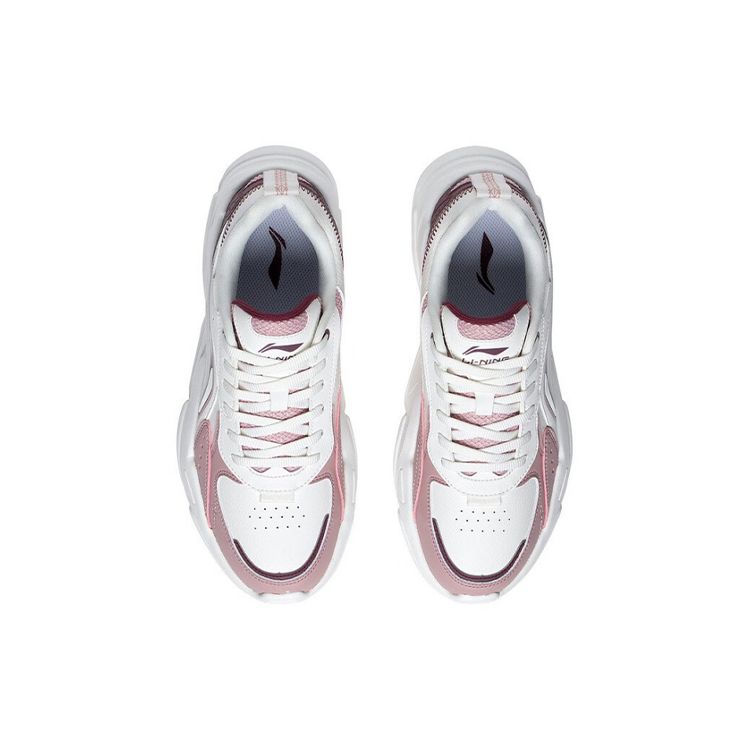 Li-Ning Comfortable Low-Top Sports Casual Shoes Women Sneakers White Rose AGLS172-2
