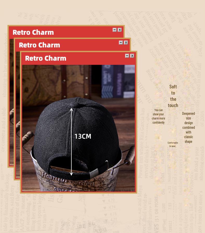 Men's Wool Baseball Cap: Warm, Comfortable, Casual for Spring/Autumn; Ideal for Middle-Aged & Elderly, Large Head Circumference.