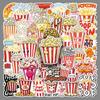 50 Cute Popcorn-Themed Cartoon Stickers for Snacks, Helmets, and Storage Boxes
