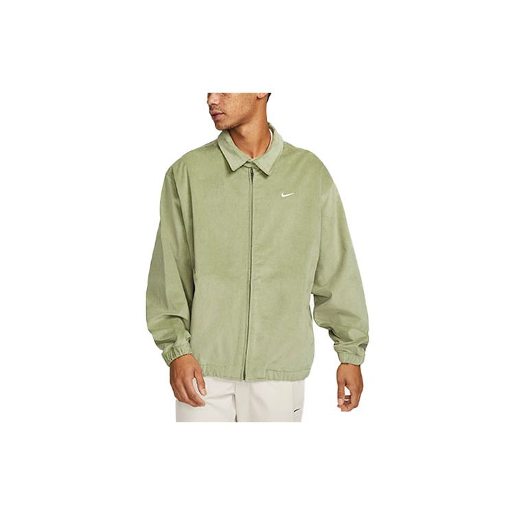 Nike Life Harrington Cord Jacket Oil Green/White Men Streetwear DX9070-386