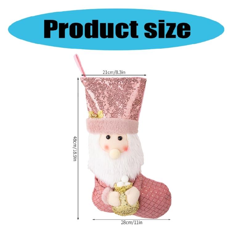 Sophisticated European Pink Sequins Christmas Stocking Festival Pink Christmas Stocking with Spacious Gift Holders