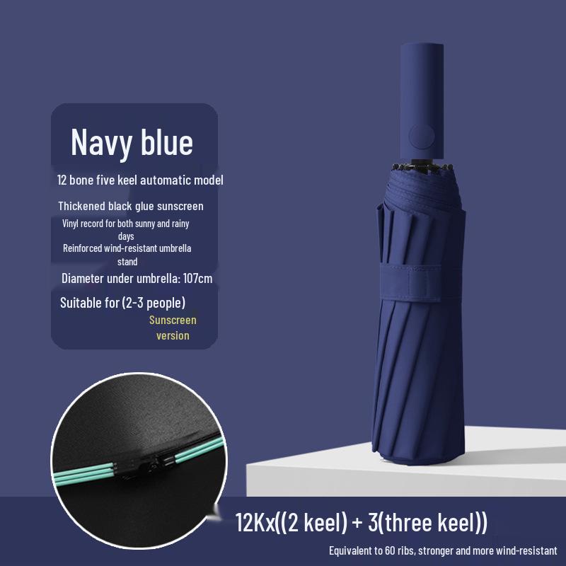 Q Fully Automatic Extra-Large Umbrella: Sun & Rain Dual Use, Reinforced Anti-UV Sunshade for Men & Women.