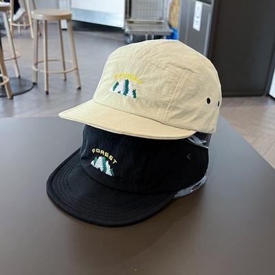 Boné de beisebol infantil de aba curta de secagem rápida, boné outdoor masculino de maré de cinco peças de aba macia para rua
