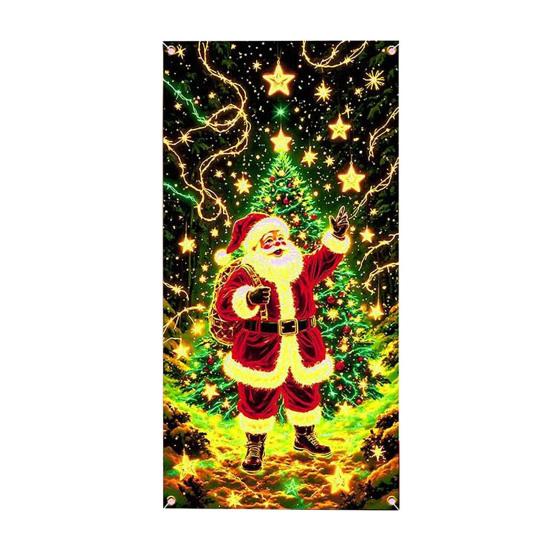 

Fluorescent Christmas Door Cover UV Activated Glow-in-the-Dark Door Banner for Outdoor Indoor Holiday Decoration C