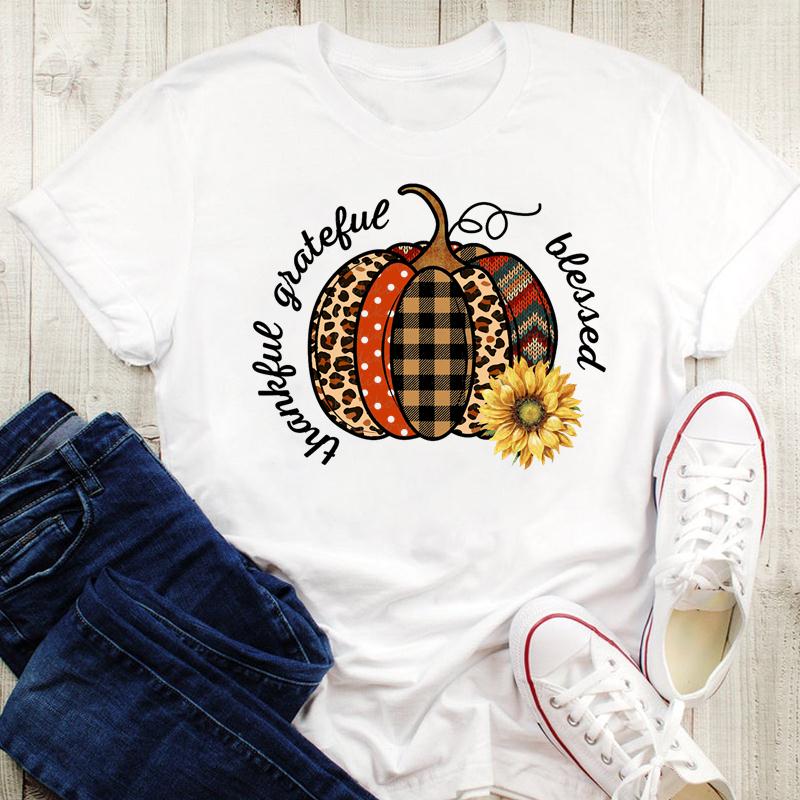 Damesebluse Grafisk trykk Gresskarstil Kaffe Krydder T-skjorter Høst Høst Halloween Oversized T-skjorte Dame 90-talls Tegneserie Topper