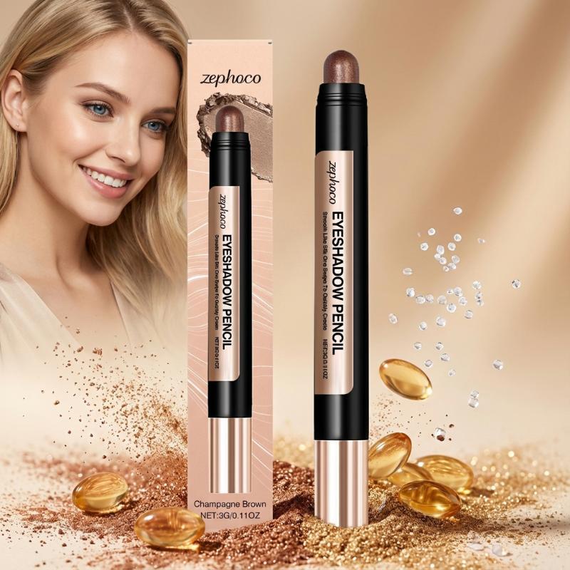 Pearlescent Eyeshadow Sticks High Pigmented Eyeshadow Pencil Glitter Waterproof Long-Lasting Eye Makeup Non-Smudged