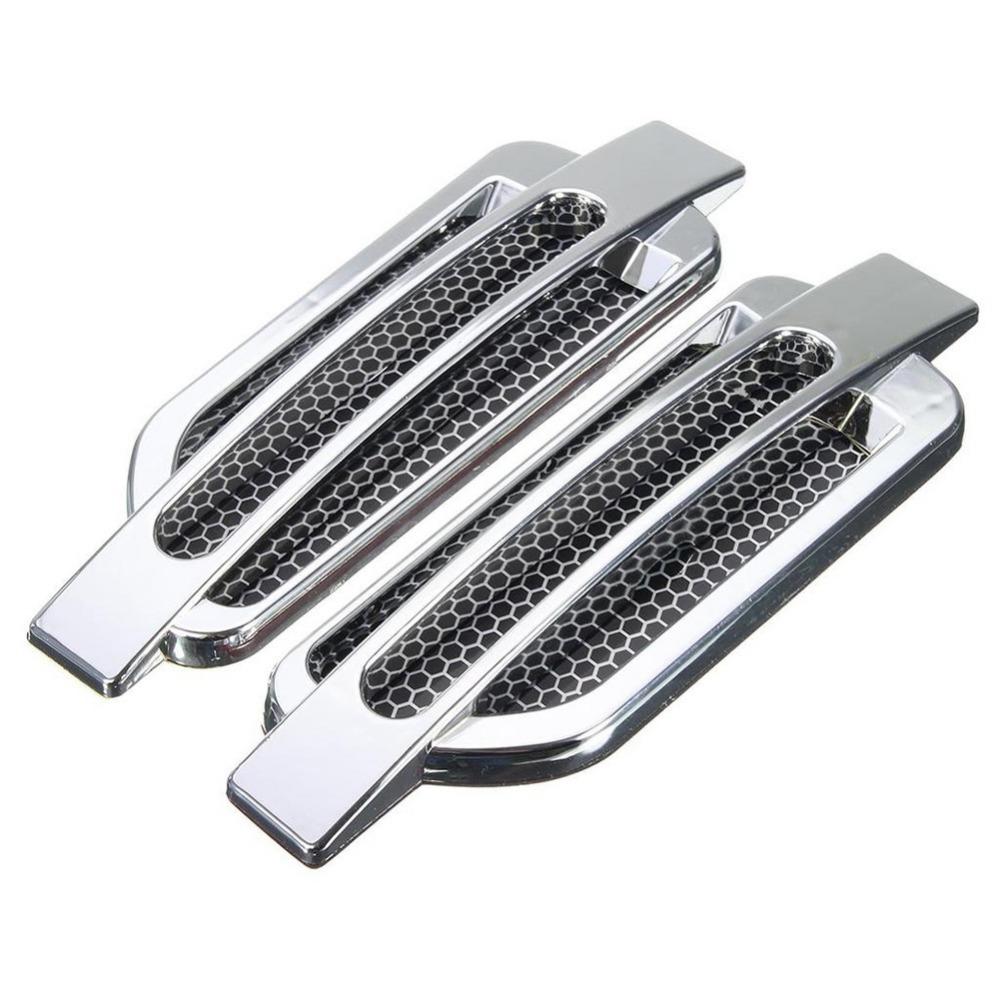2 Teile/satz Silber Auto Angelruten Air Outlet Verbesserung Seite Falsche Vents Haube Dekorative kotflügel Für Auto Außen