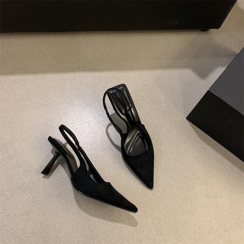 

Черный темперамент знаменитость сумка голова сандалии туфли феи 2025 новый весна и лето французские остроносые туфли на высоком каблуке одинарные туфли 35