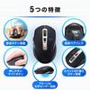 E-Supply Silent Bluetooth Mouse, Wireless, Bluetooth 5.0, Blue LED, 5 Buttons, DPI Switching, Rubberized, Medium Size, Black, EZ4-MA125BK