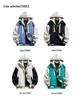 Men's Hong Kong Style Color Block Hooded Baseball Jacket - Trendy Brand, Faux Two-Piece, Plus Velvet Warmth, 2023 Edition