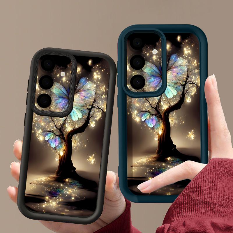 Shining Fantasy Tree Butterfly Case For Samsung Galaxy S26 Ultra S25 Edge S24 Plus S23 S22 S21 FE A54 A15 A25 A35 A55 A16 A26 A36 A56 A17 A37 A57 5G