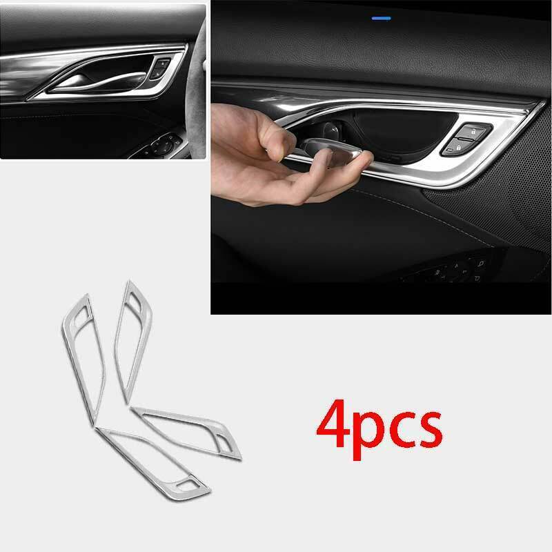 Inner Door Handle Frame Trim 4PCS Silver Steel Fit For Cadillac CT5 -