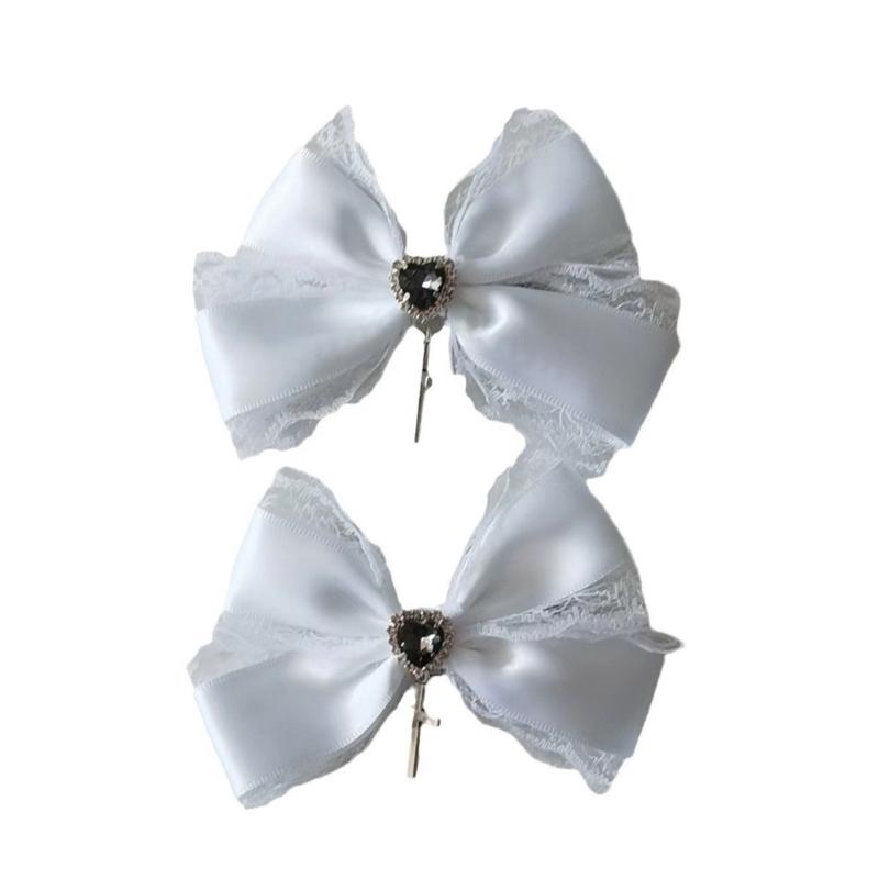 Heart Crosses Lace Hair Clip Fashionable Women's Hairpin Versatiles Hairstyle Clip for Girls and Women