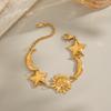 Trendy PVD 18K Gold Plated Bracelet Waterproof Non Tarnish Stainless Steel Star and Moon Women's Charm Bracelet for Party