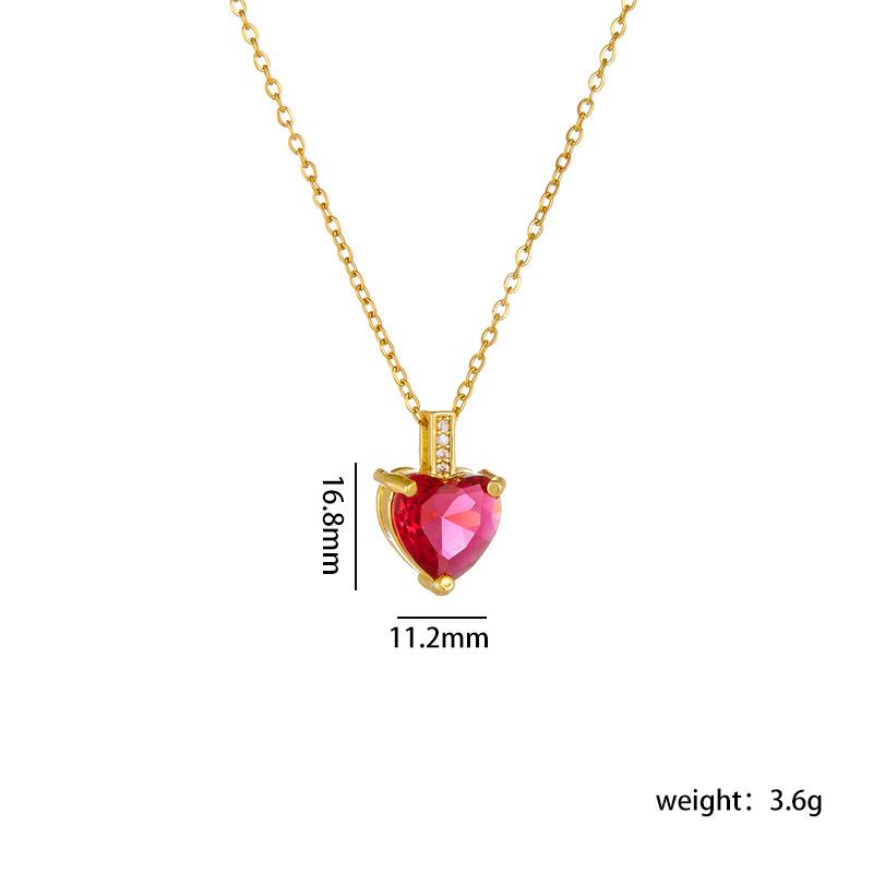 Stainless Steel Chain Simple Colorful Zircon Love Heart Pendant Necklaces for Women Girls Sweet Romantic Jewelry Gifts for Lover
