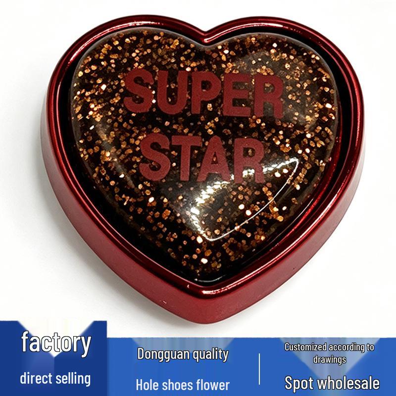 Metal Glitter Heart & Flower Crocs Charms - Cute Shoe Decorations