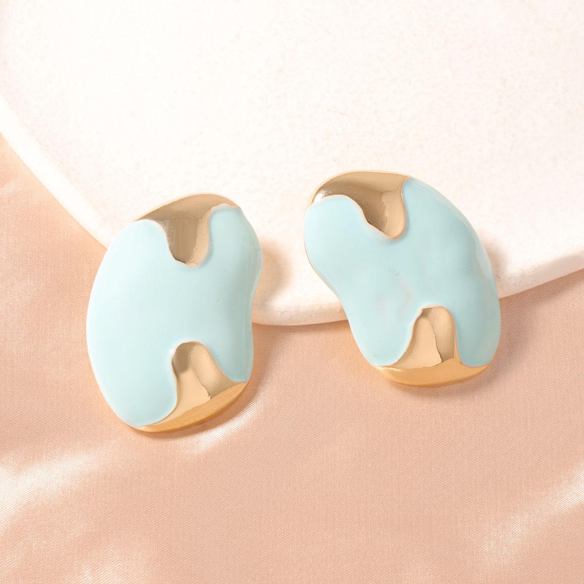 

Simple and fashionable, bright-colored oil-dripping alloy stud earrings, geometric for daily commuting women