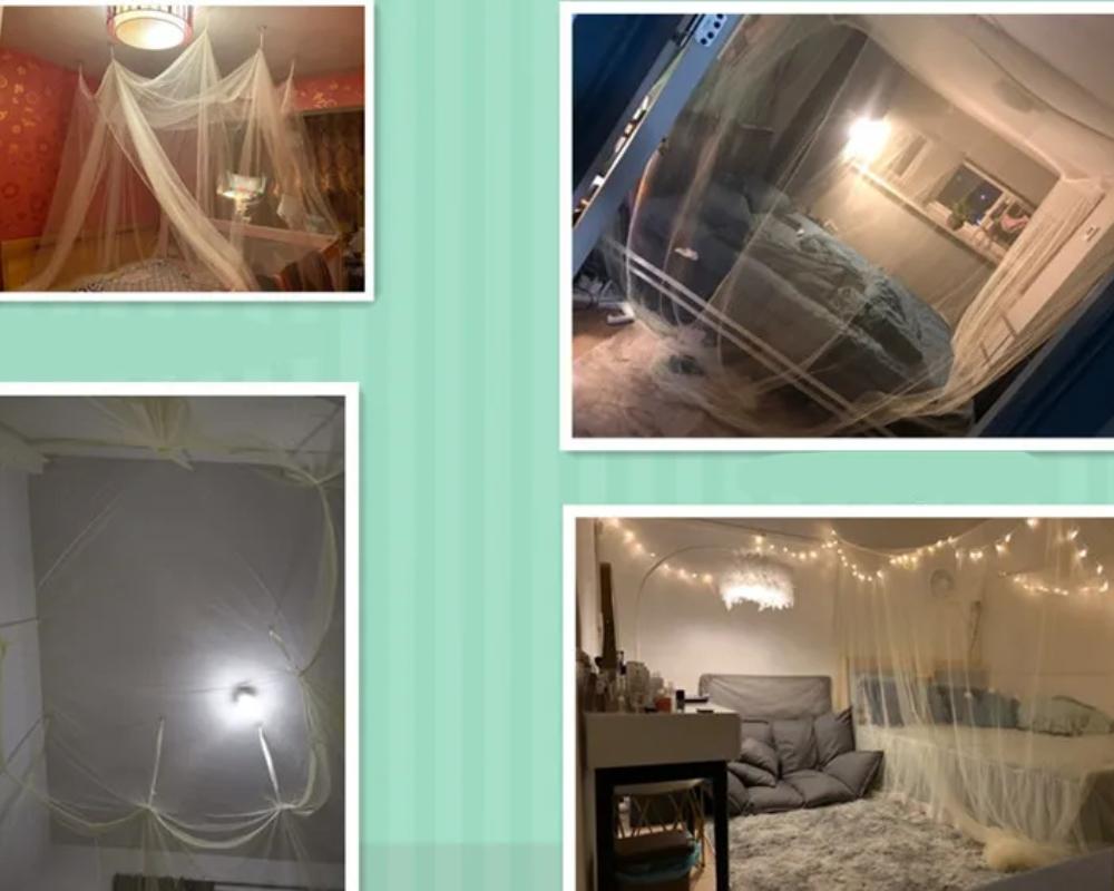 Sexy Mosquito Net Palace Four Door King/Queen Double Size Home Single  Bed Prevent Insect Outdoor Square Grace White Canopy Net