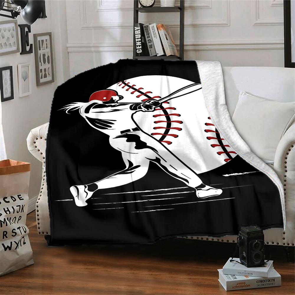 Baseball Theme Printed Blanket - Perfect for Couch, Bed, Travel & Outdoor Use | Machine Washable, Cozy & Durable.