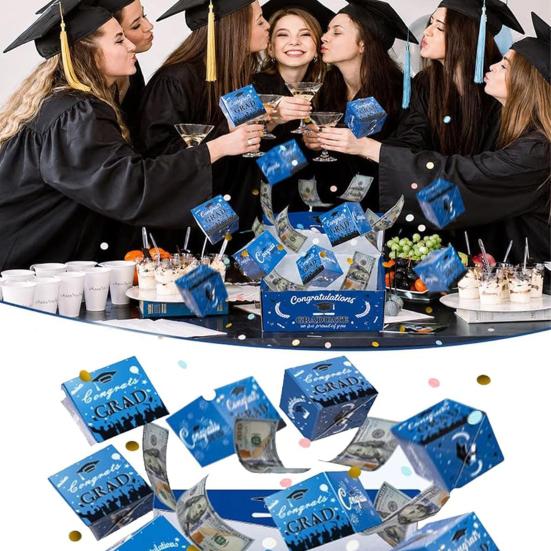 Bouncy Red Envelope Graduation Gift Box with Surprise Pop Up, Bouncy Envelope Gift Box for Graduation, Surprise Exploding Money Box for Graduation