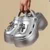 Fashion Women Slippers Platform Metal Decoration Sandals Wedges Shoes Outdoor Clogs Thick Sole Slipper Ladies Flip Flops Garden Shoes