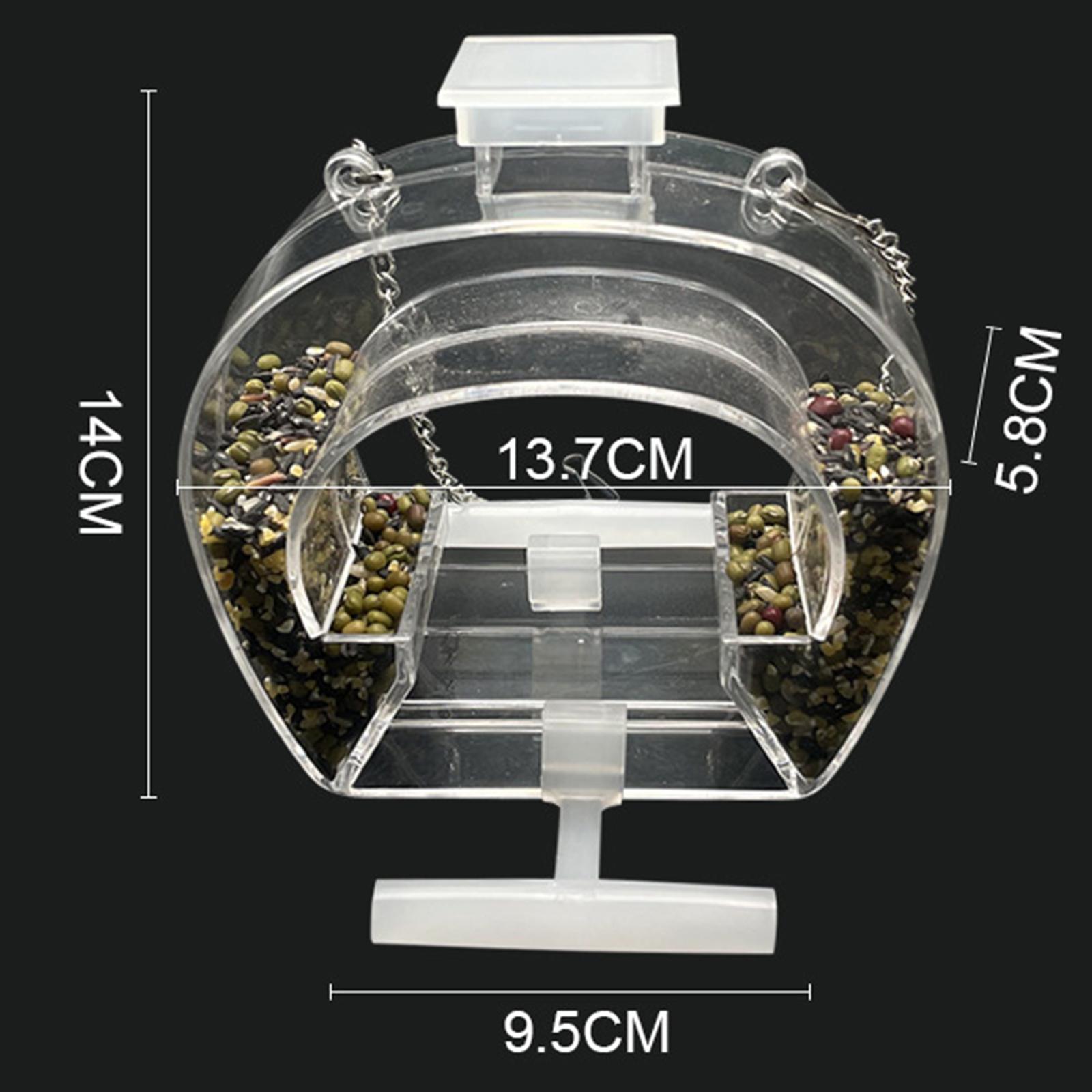 

Акриловая подвесная кормушка для птиц с жердочкой, прозрачная с подвесной цепью, скворечник, миска для кормления птиц для сада, двора, балкона чистый