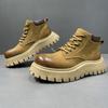 European Leather Thick-soled Heightening Rhubarb Boots Martin Boots Men's 2026 Autumn New British Style Short Boots Locomotive Boots Men's