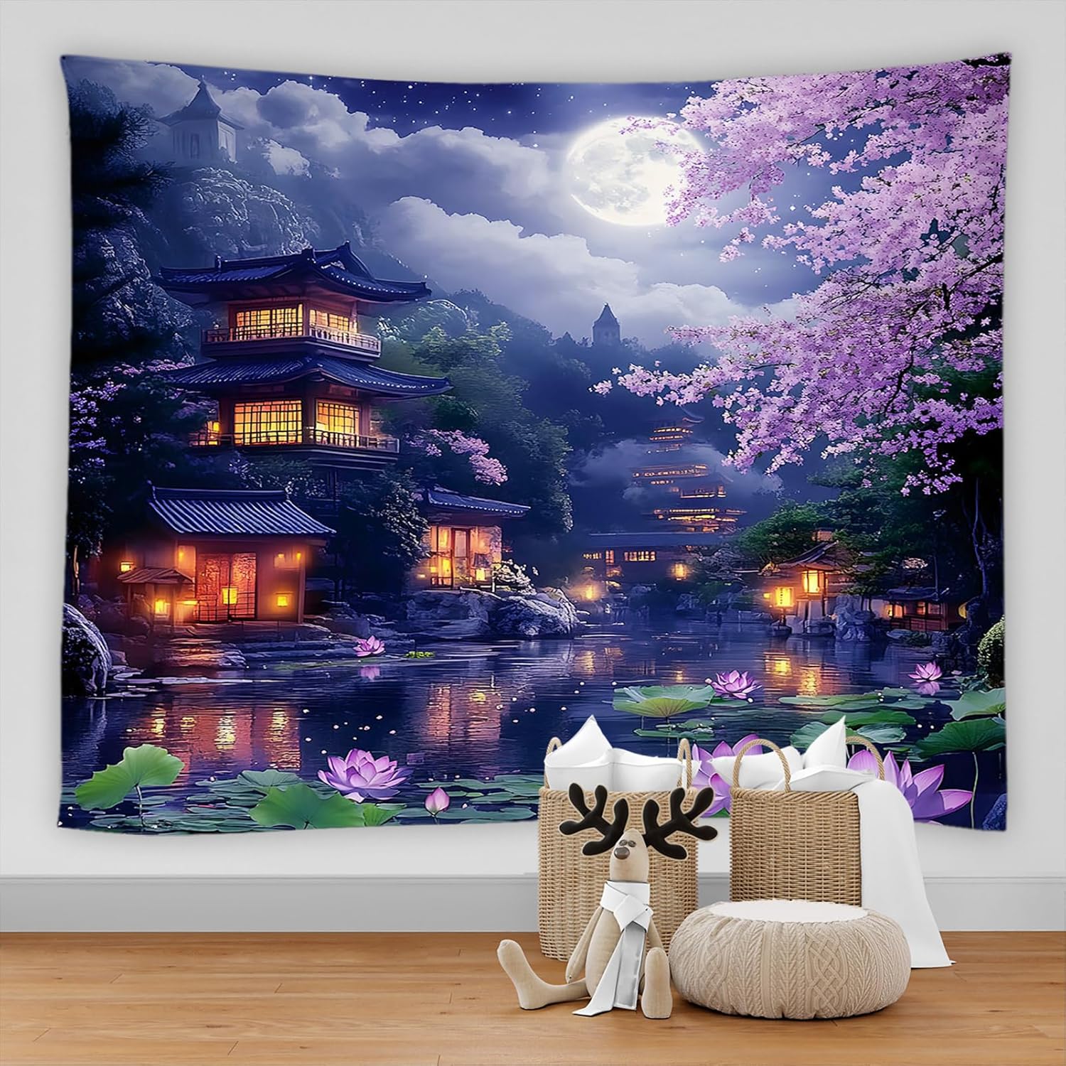 Tapestry bnyarh zen garden purple flower 75x100 чёрный
