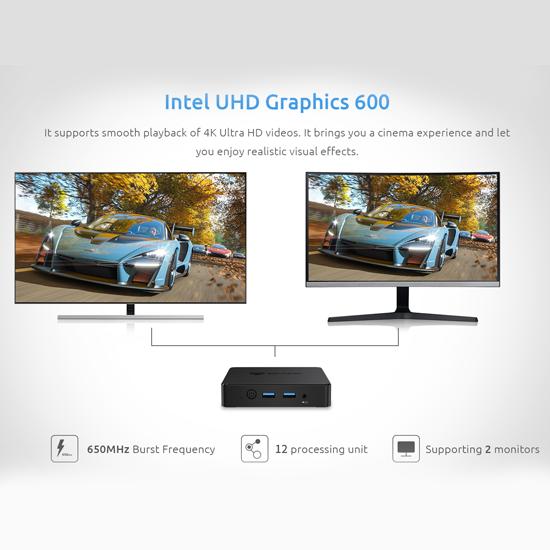 BMAX B1 Мини-ПК Intel N4000 Dual Core 2.6GHz 8GB RAM 128GB SSD WiFi 6 и Bluetooth 5.0 USBx4 порта Dual HDMI