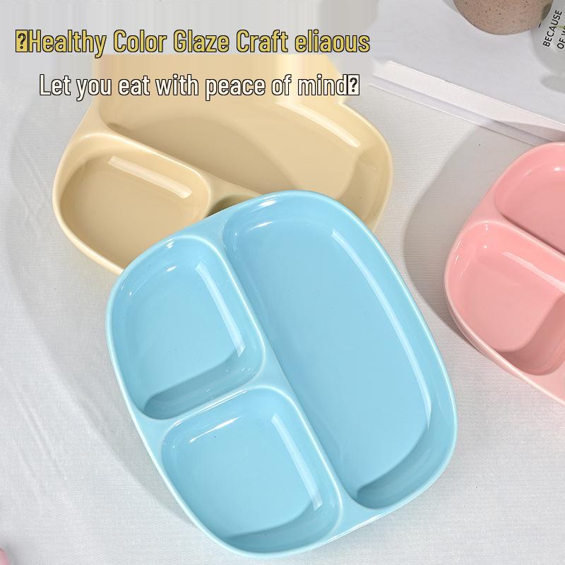 Dětský roztomilý makaronový keramický dělený talíř - Perfektní jídlo pro hubnutí a suvenýrový dárek pro dívky