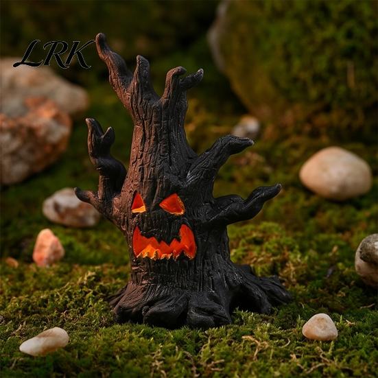 Miniature Sand Table Landscaping Halloween Tree Demons Ornaments, Resin Micro Landscape Figures, Dark Gothic Window Display Props Forest Ghost