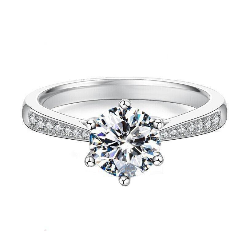 Forever Simulated Moissanite Silver Plated Ring for Women Engagement Daily Wear Fashion Jewelry Size:Adjustable платиновый