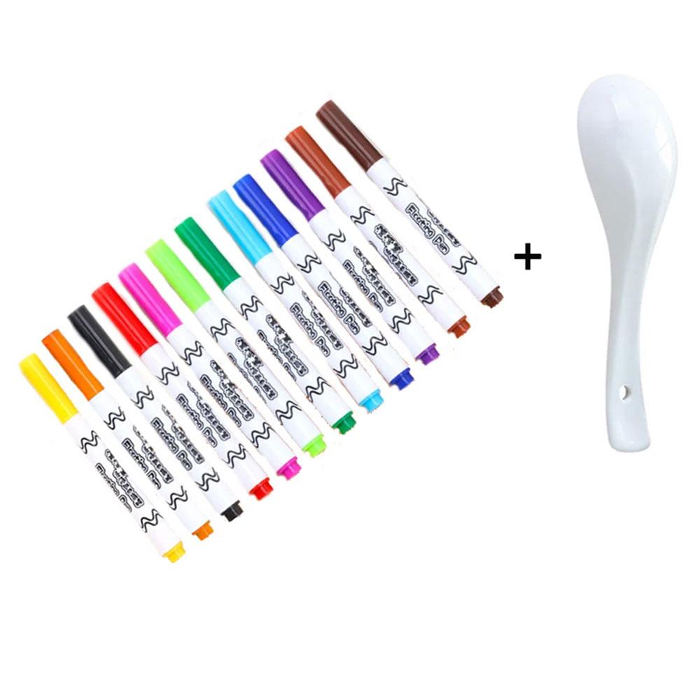 Magic Watercolor Pen Set, Water Floating Graffiti Whiteboard Markers, DIY Painting, Early Education Toys for Kids, 6/12 Colors