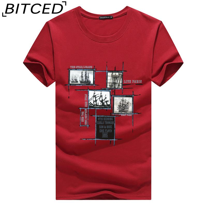 BITCED Cotton Short Sleeve T-shirt Men's Fashion Loose Half Sleeve Shirt Printed Compassionate Shirt