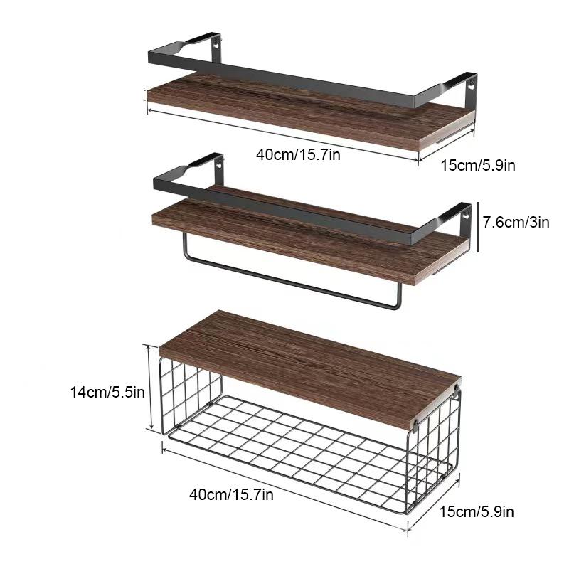 4 Hard Wood Iron Frame Fence Wrought Wooden Suspended Shelves - Firm and Convenient Storage for Vases, Flower POTS, Books, and M