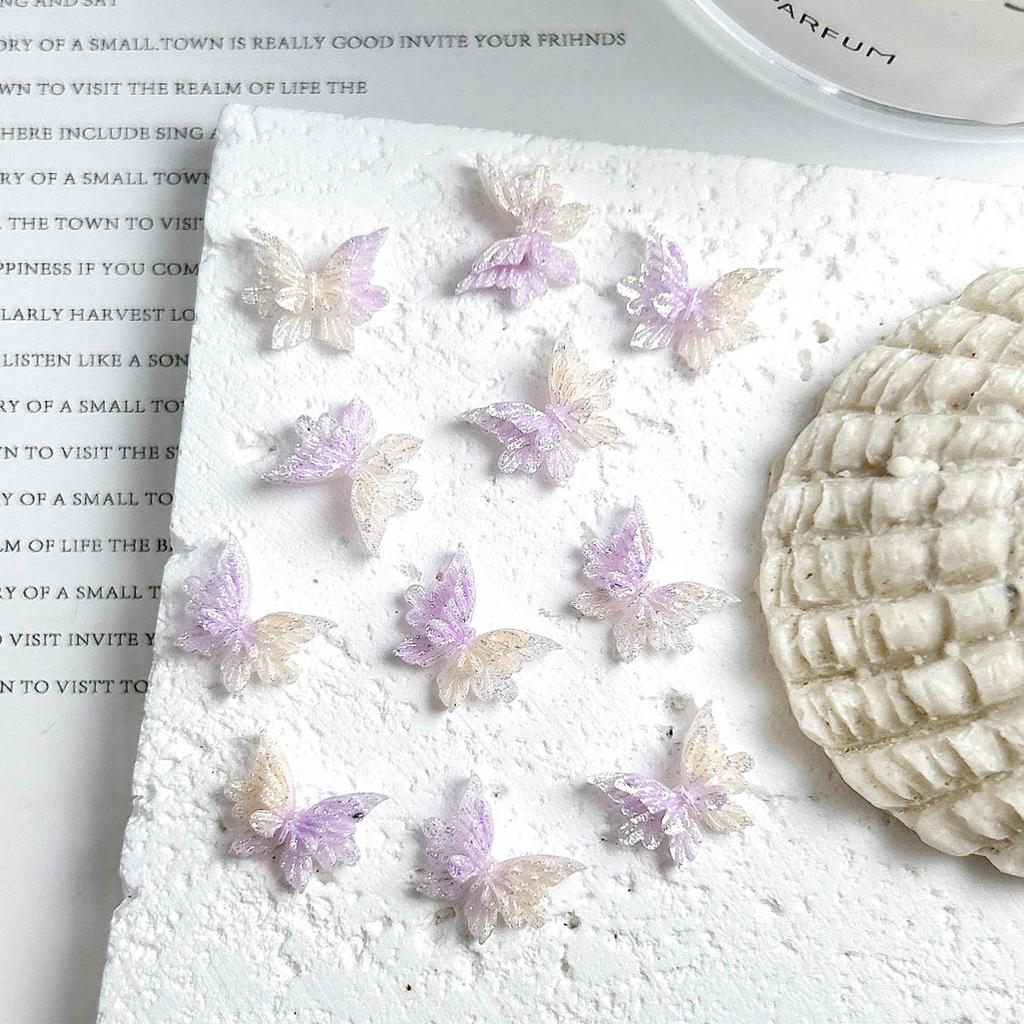 New Resin Luminous 3D Double Layer Embossed Butterfly Nail Art Decorations DIY Handmade Wearable Nail Earrings Accessories Wholesale