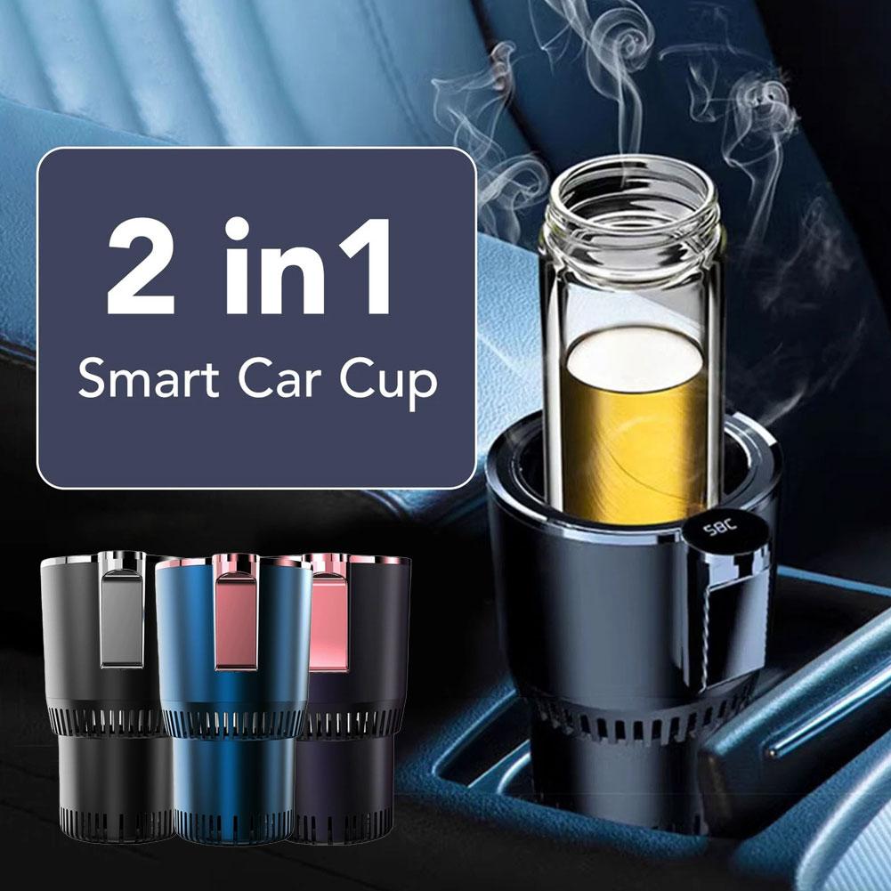 Car Heating and Cooling Cup 12V With Built-in Cup Holder Display Screen One Click Switch For Car Home Beverage Bottle Thermos