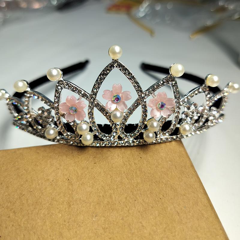 New Bridal Headwear Korean Flower Leaves Headband Crown Rhinestone Pearl Bridal Hair Crown Hair Accessories
