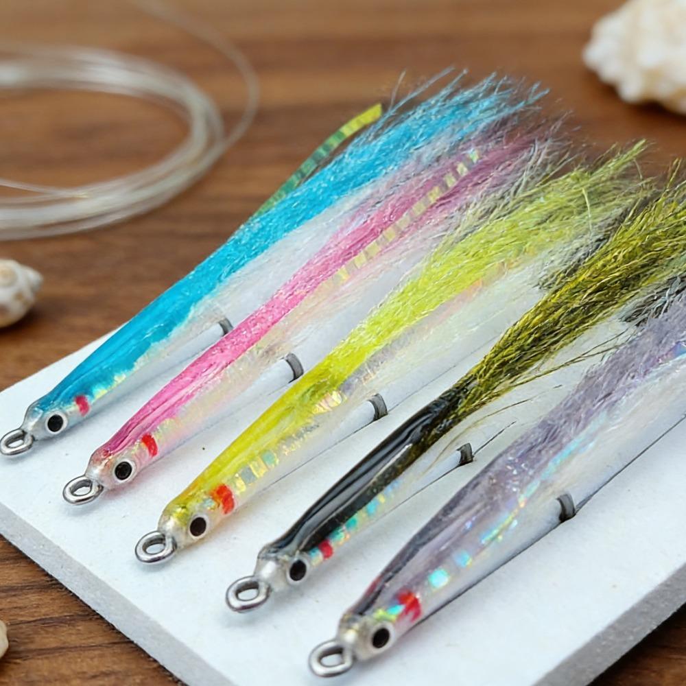 Freshwater Saltwater Fly Fishing Sand Eel /Sandeel Surf Candy,Stainless Hooks,Sea Trout Fly,3D Realistic Fish Eye Fly Lure