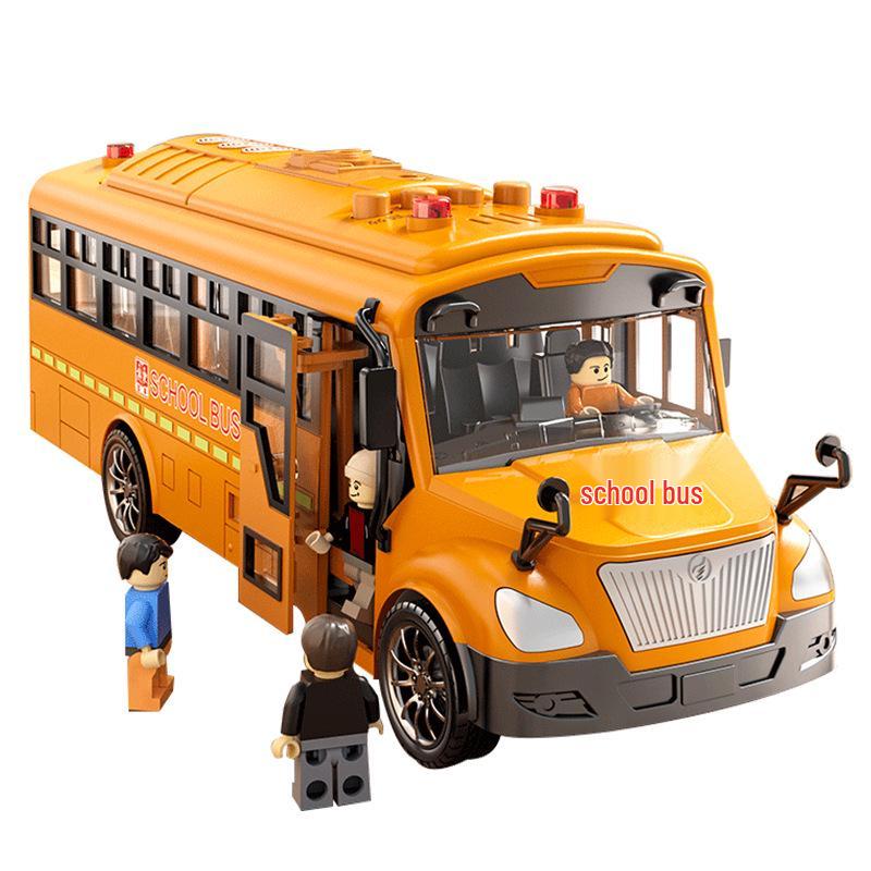 Jumbo Inertial School Bus Toy with Lights and Music - Early Educational Vehicle for Kids