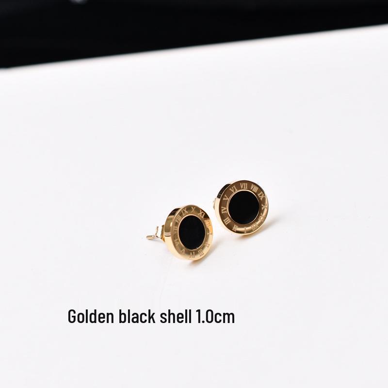 Unisex Roségold & Schwarze Titanstahl Ohrstecker