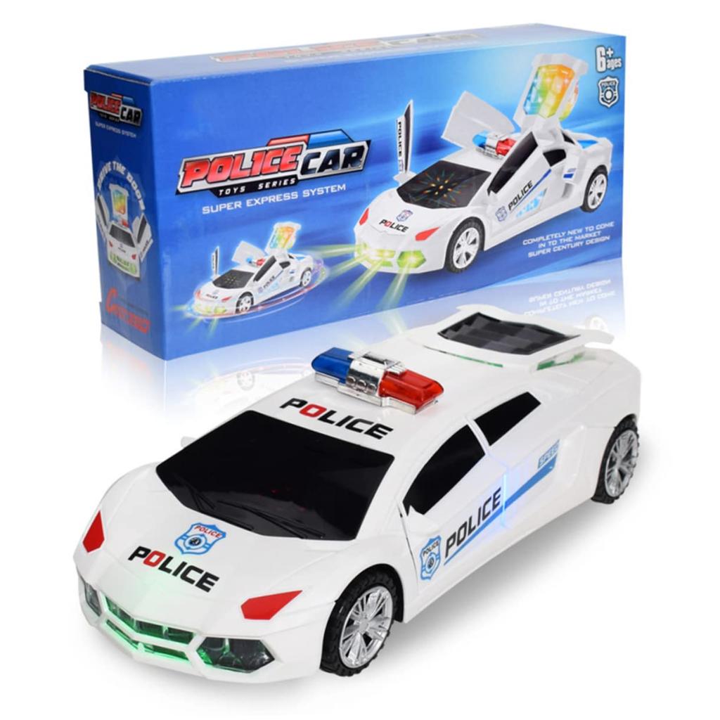 EXCEART Halloween Police Car Toy with Lights and Musical Racing Toy for Electric Halloween 1-Piece Sounds, Kids, White,