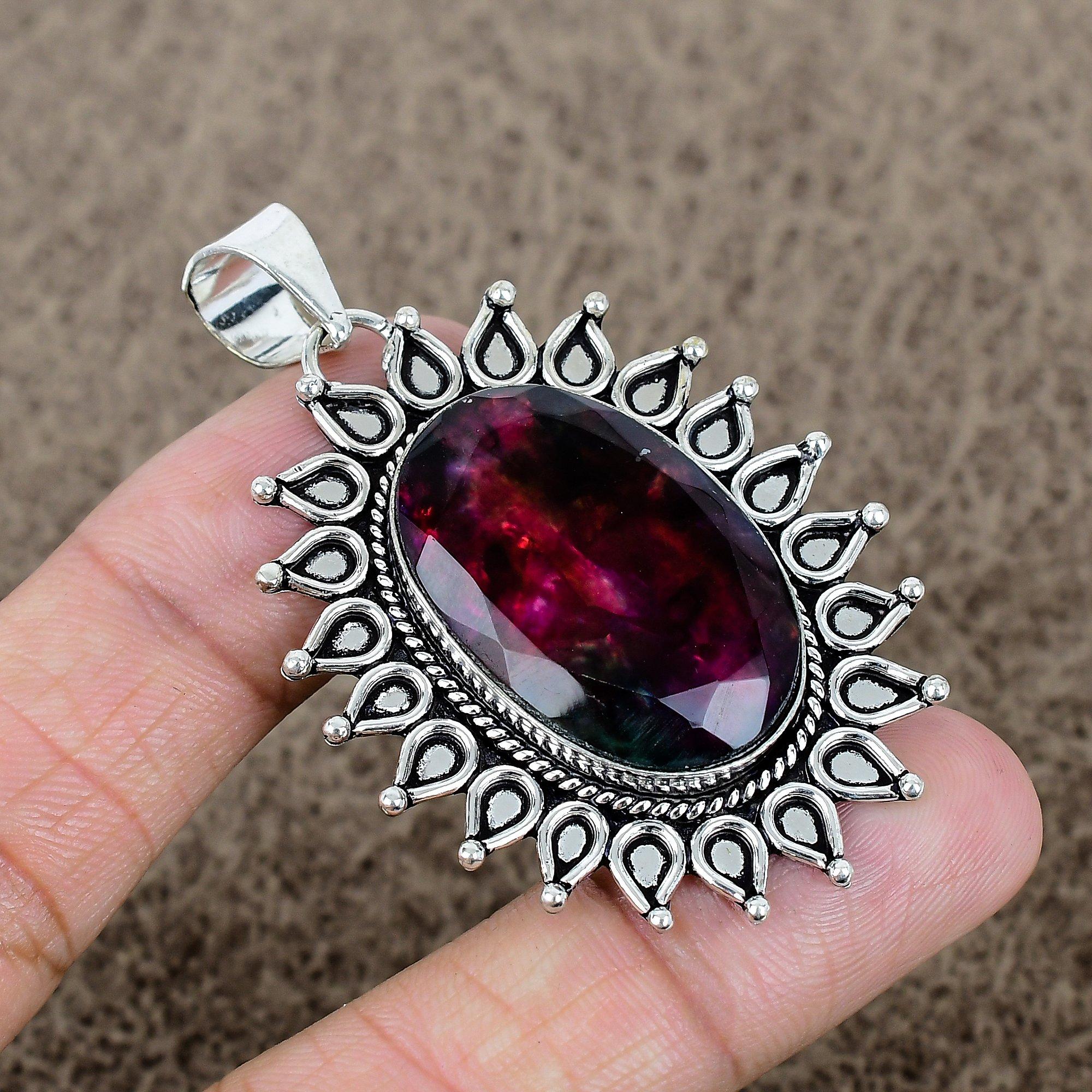 

Ammolite Gemstone Handmade 925 Sterling Silver Jewelry Pendant 2.36 KKG-715