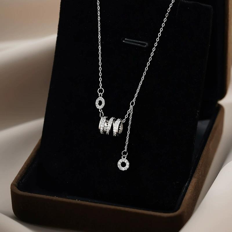 Collar De Plata De Ley 999 Con Colgante De Cintura Pequeña Y Diamantes Para Mujer